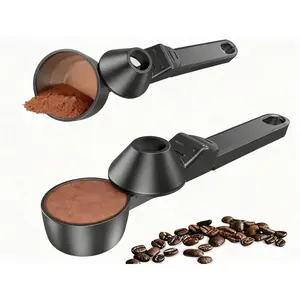 2pcs Coffee Scoop & Funnel for Reusable K Cup Refillable Coffee Pods, 2 Tablespoon Coffee Measuring Spoon with Funne,Spoon for Ground Coffee, Protein Powder, Tea(Black)