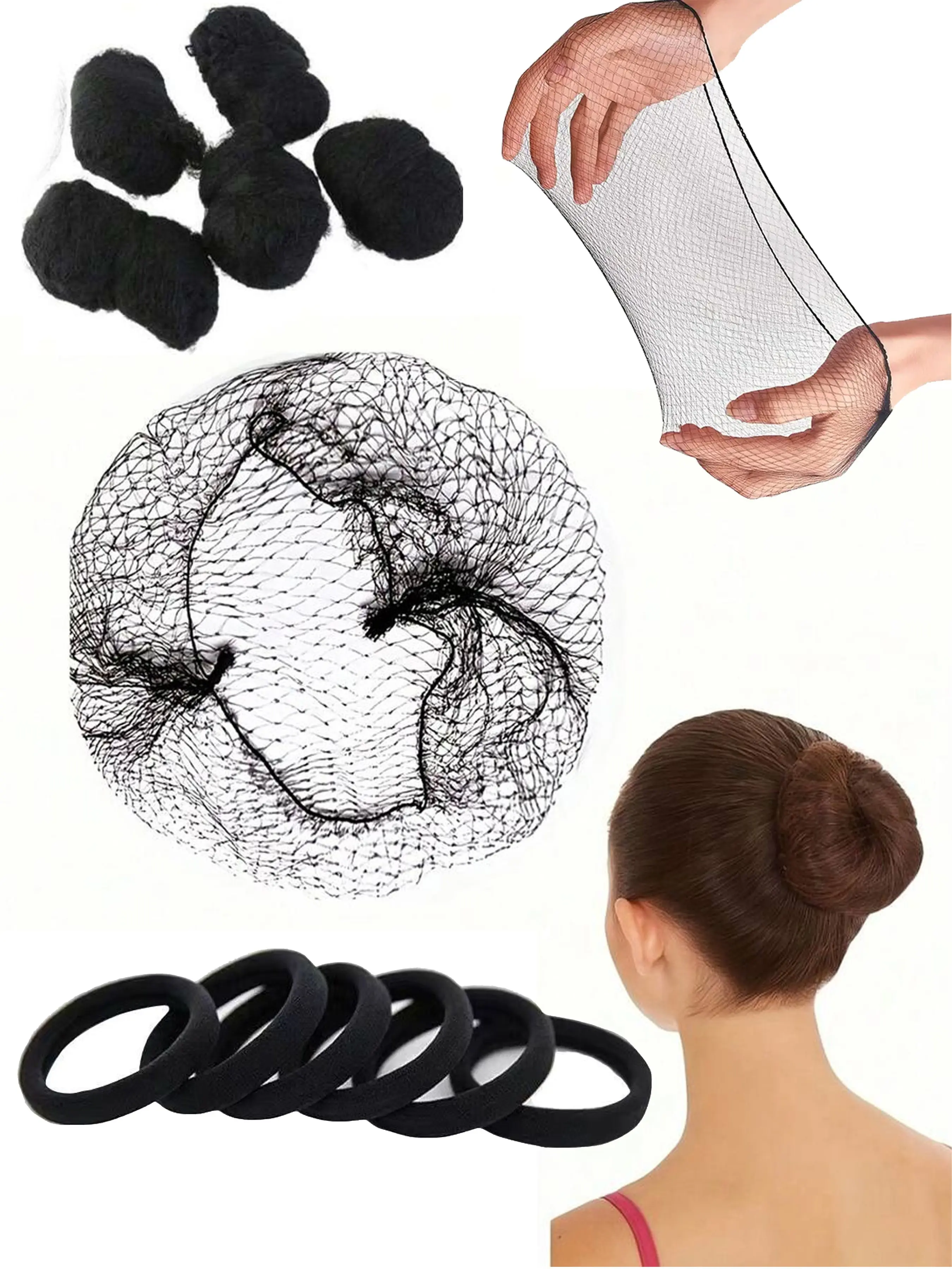 100 Hair Nets with Elastic Bands, Invisible Nylon Mesh Hair Net, Unisex, Hairdresser Accessories, Ideal for Braiding, Catering, Ballet, Kitchen Use, Hairnet