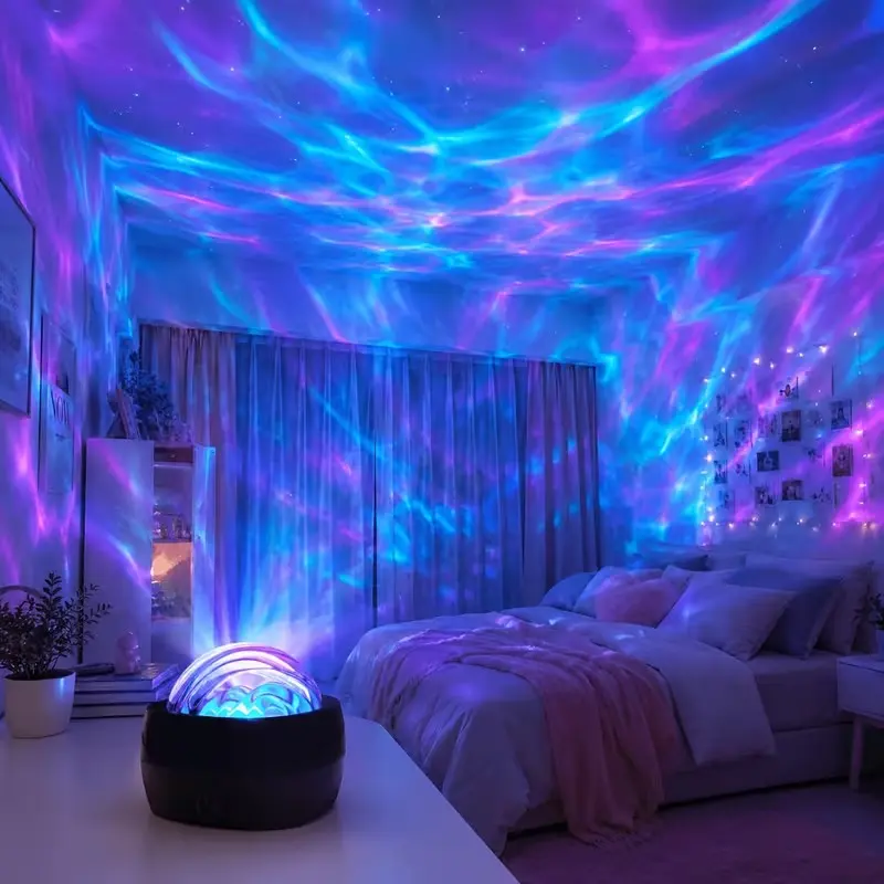2026 Viral Aurora Galaxy Projector Light, 7 Colors RGB Starry Night Light, USB 5V/1A Powered Touch Control Lamp, Sound Activated Rhythm Light, Dreamy Ambient Light for Bedroom Gaming Room Decor