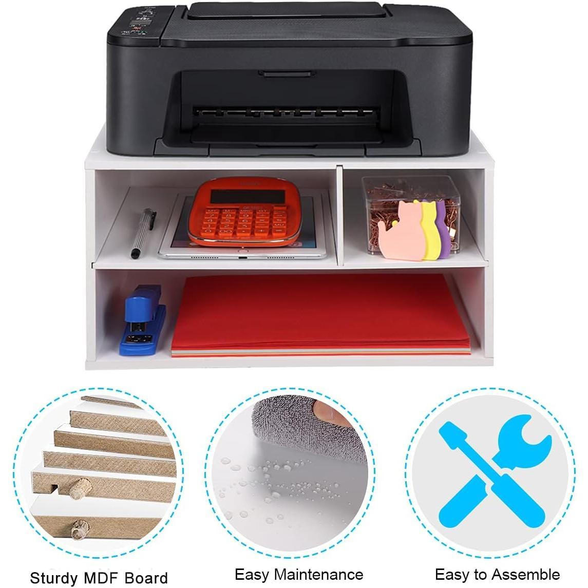Printer Stand Shelf with Storage  Desk Paper Organzier for /Office,Printer Riser, 2 Tire
