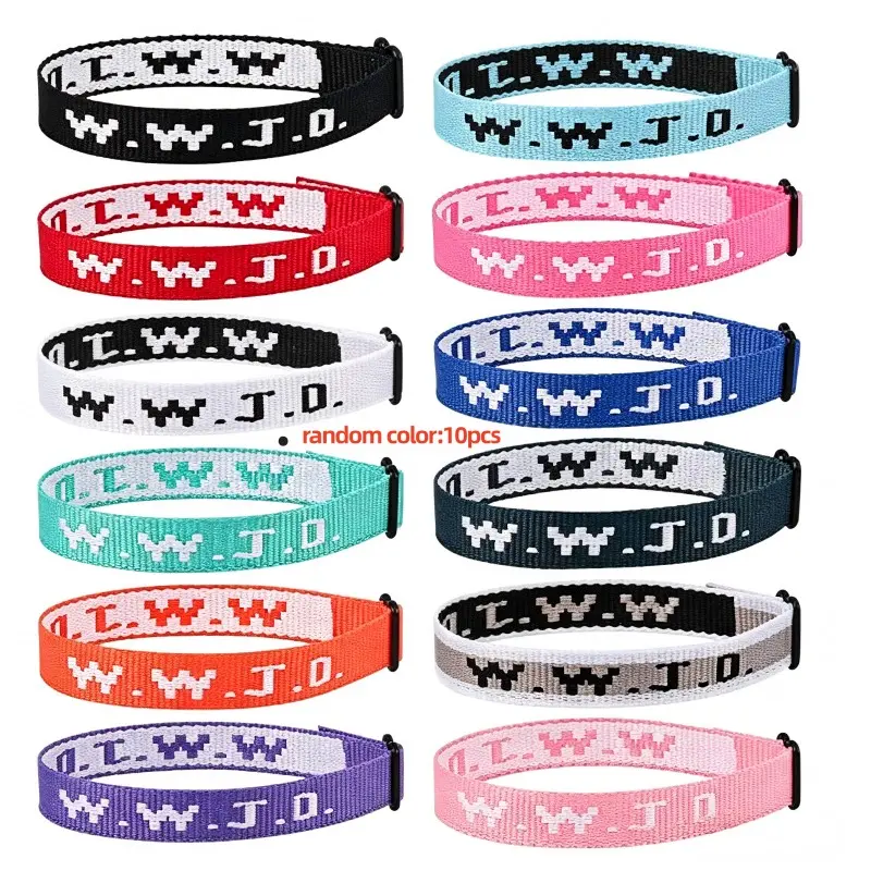 Wwjd Symbol Faith Bracelets, Multi-Color Unisex Wristbands, 10pcs Long-Lasting, Ideal for Daily Wear & Gifting, Stylish Accessories