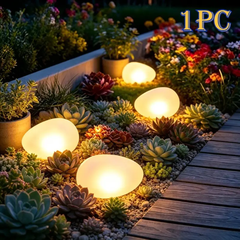 New Solar River Stone Light, Outdoor Garden Landscape Lamp, Ip65 LED Decorative Light, Warm /multi-Color, Rechargeable Battery, Solar Landscape Lights, Patio Lighting