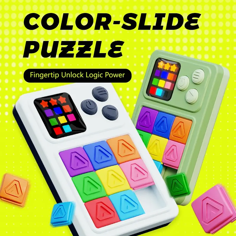 Color-Slide Puzzle Game, Logic Brain Teaser Handheld Toy, Enhances Logical Thinking, Reduces Screen Time, for Kids Aged 3+，pocket size travel toy