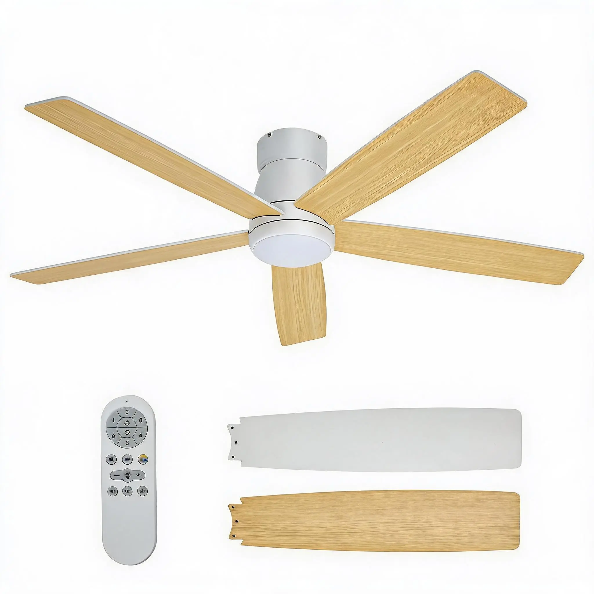 GAOMON 52-Inch Smart Ceiling Fan with Dimmable Light, WiFi Control, 25dB Quiet DC Motor, App & Voice Control (Alexa/Google), Wireless Remote, Reversible Plywood Blades, for Bedroom, Living Room