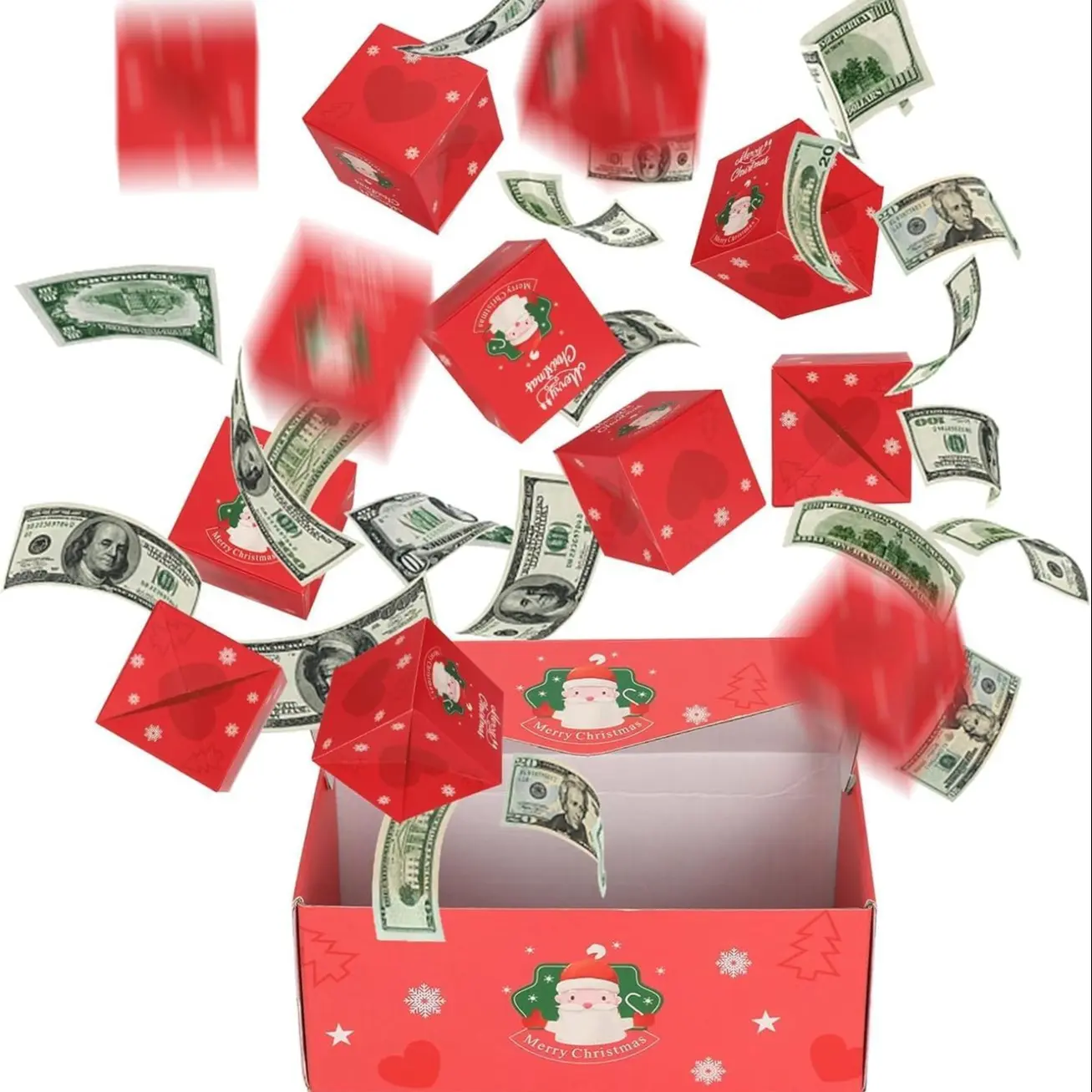 Christmas Surprise Gift Box Explosion - Merry Christmas Surprise Box for Money— Creating Joyful Surprising, Red Envelope Romantic Present for Christmas Birthday Anniversary Valentine Proposal