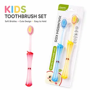 2-Pack Kids Toothbrush Set, Soft Bristles Childrens Toothbrushes with Cute Fruit Handle, Small Brush Head, Easy Grip for Daily Oral Care