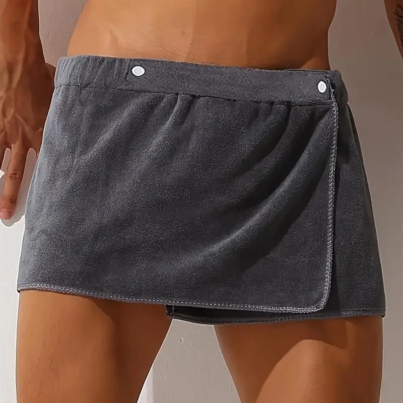 Men's 3-Piece Synthetic Microfiber Wearable Wrap Bath Towels - Quick Dry, Soft, Lightweight, Comfortable Wrapping Style, Easy to Fold for Sauna, Travelers