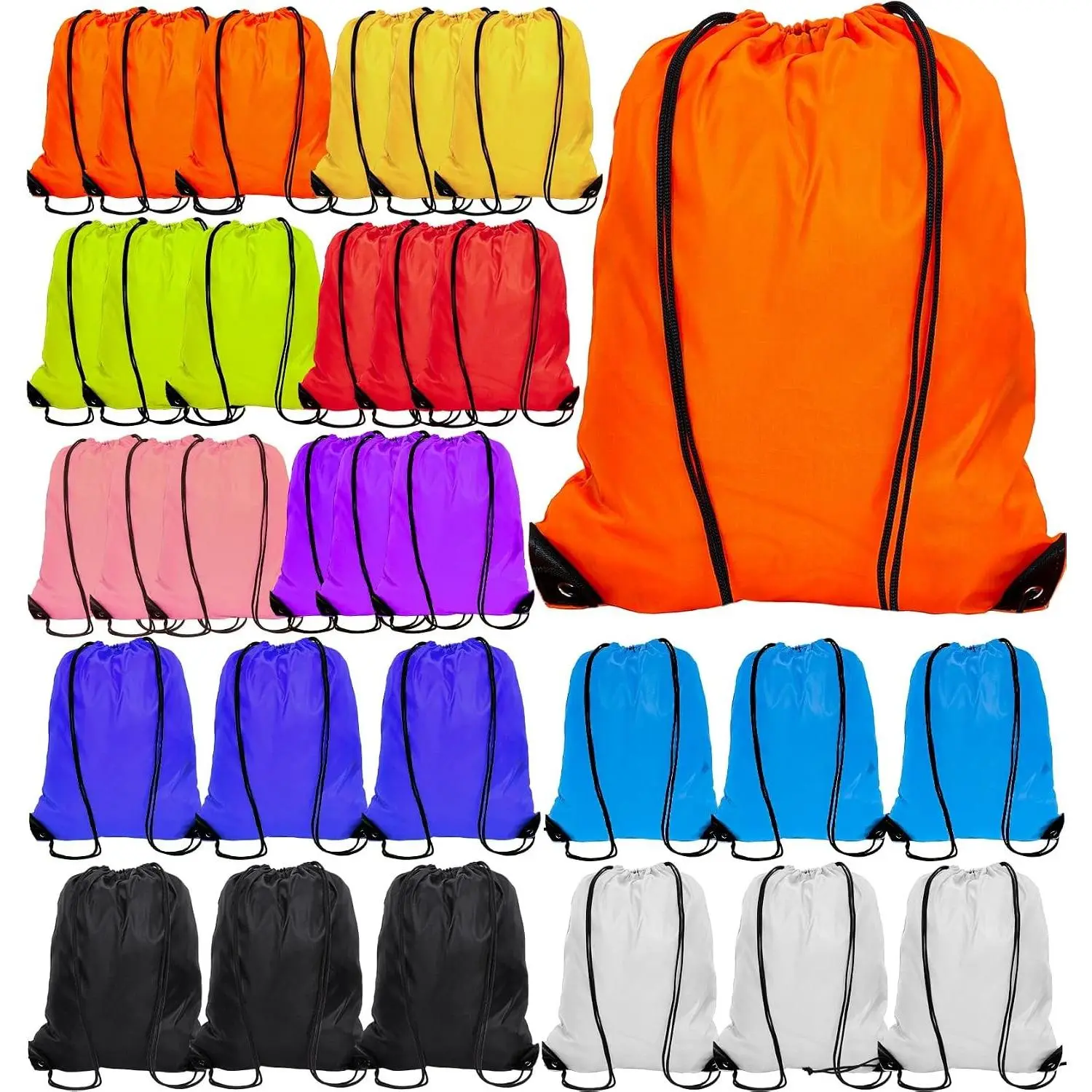 30 Pack Nylon Drawstring Backpacks Bulk, Cinch Sack Bags, Drawstring Sport Bags, 10 ColorsGift