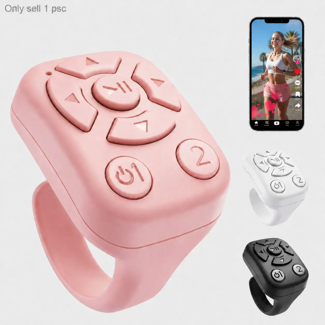 TikTok Scrolling Ring, Wireless Remote Page Turner and Phone Video Scroller for iPhone Android, Camera Shutter Remote for Selfies, E-Books, Music and Short Videos