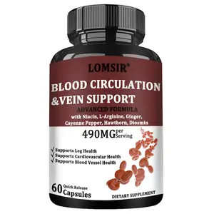 Blood Circulation Supplement, Supports Leg Vein, Heart, Vessels and Cardiovascular Health with Niacin, L-Arginine, Ginger, Cayenne Pepper, Hawthorn, Diosmin, Blood Flow Pills - 60 Capsules