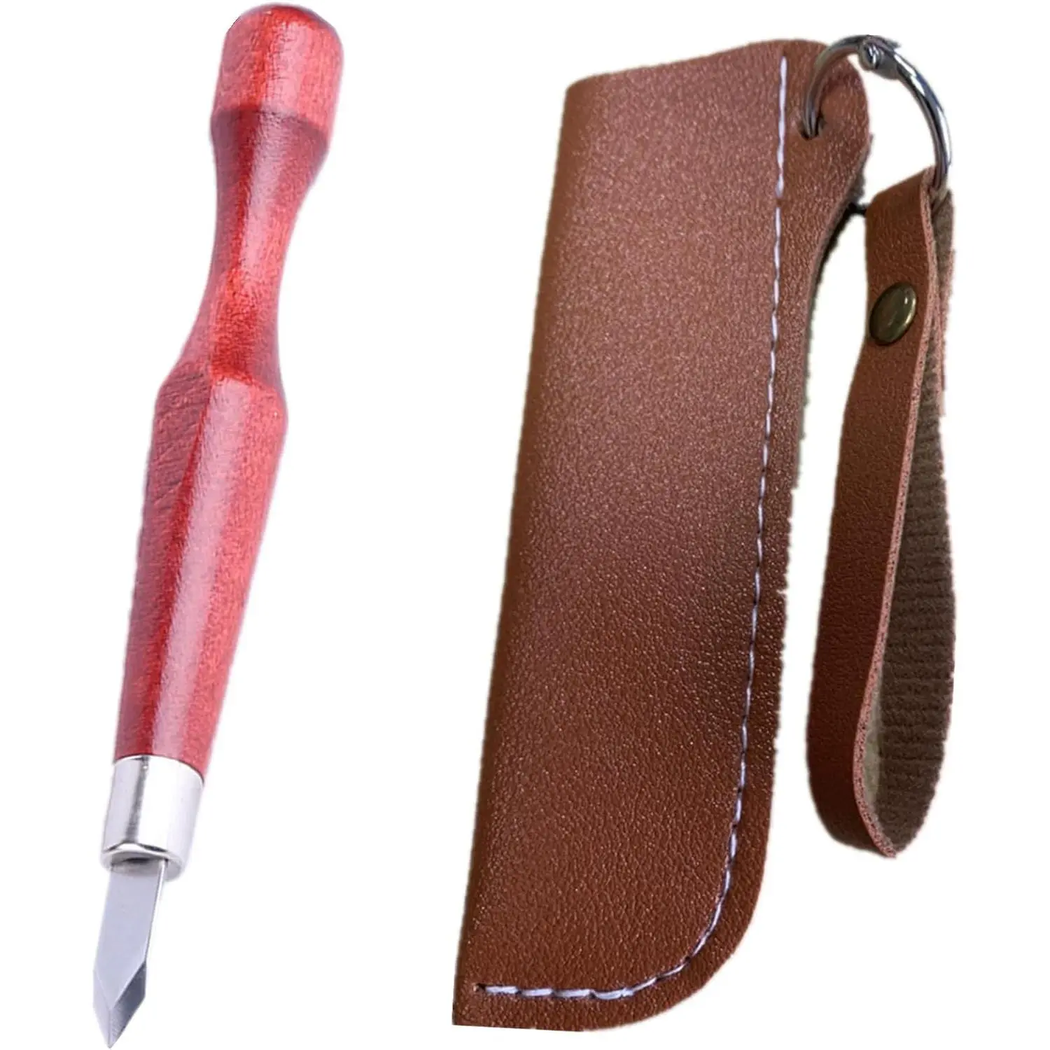 Carving Tools Set,  Carving  V Shaped Tools with PU Storage Bag for Printmaking and Woodcarving (Brown Art Deco)