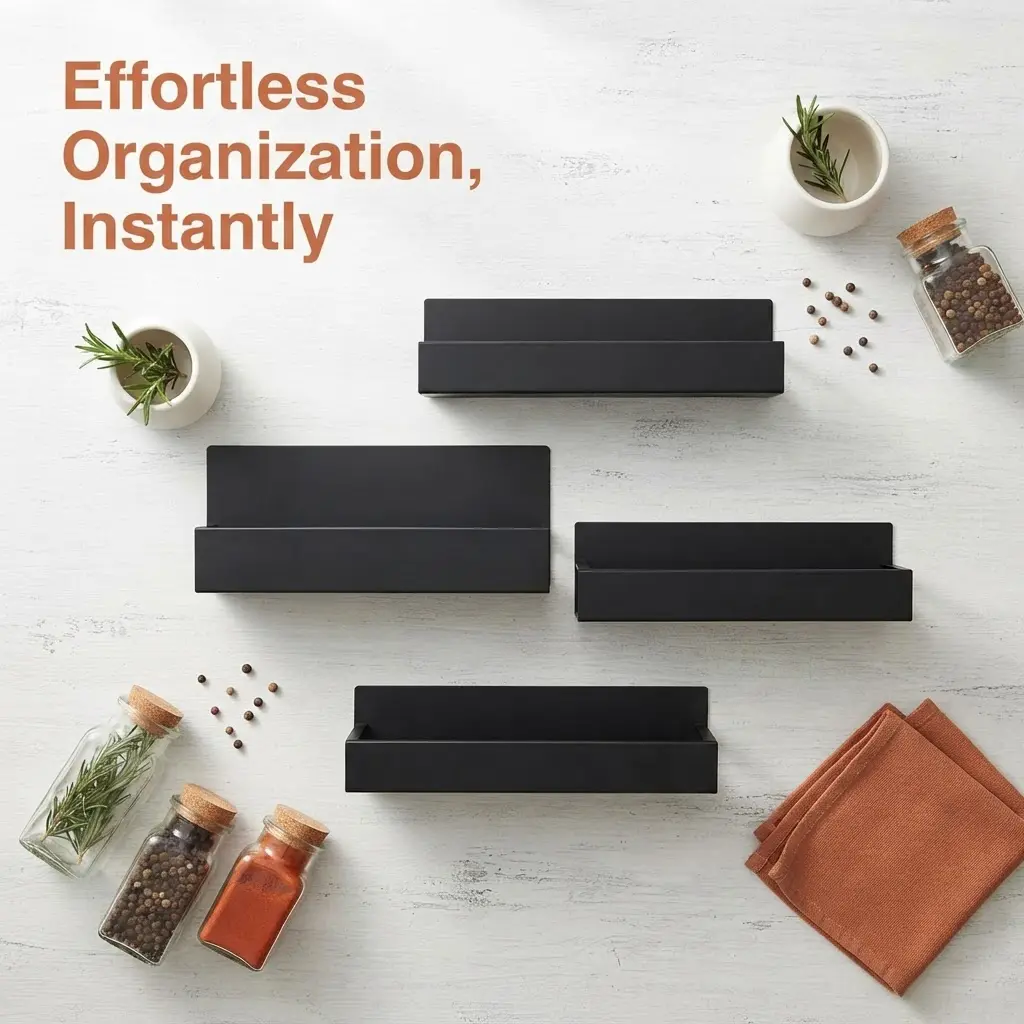 Side‑Mounted Magnetic Refrigerator Storage Rack, No‑Drill Wall‑Attached Multi‑Layer Kitchen Seasoning Spice Organizer, Space‑Saving Condiment Holder, Easy‑Install Fridge Side Shelf for Kitchen Pantry Storage Organization
