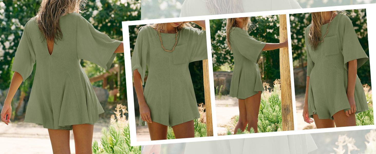 Imily Bela Rompers for Women 2025 Spring Outfits Summer Casual Short Sleeve Crew Neck Loose Jumpsuits with Pocket Imily Bela Rompers for Women 2025 Spring Outfits Summer Casual Short Sleeve Crew Neck Loose Jumpsuits with Pocket