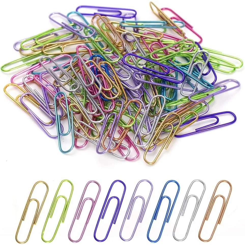 Colored Medium-Size Paper Clips, 240pcs 1.3x0.31 Inch (33x8mm) Colorful Office Stationery Fasteners for Office, School Use - Ideal for DIY Bookmarks, Business Card Holders, 1.3 X 0.31 Inch