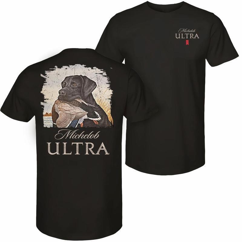Michelob Ultra Duck & Dog Print Tee, Classic Crew Neck, Daily Casual Short Sleeve