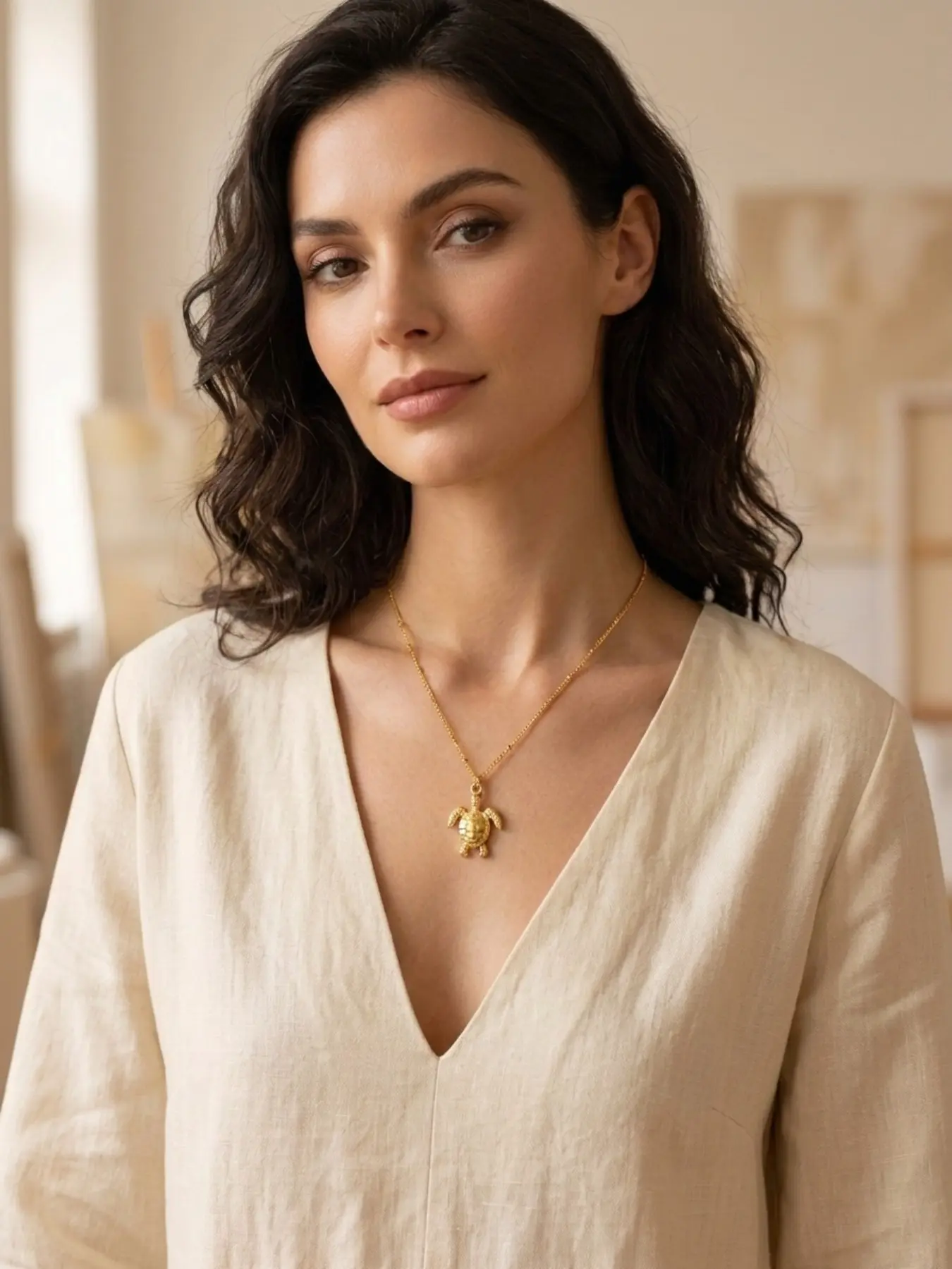 Oceanic Stainless Steel Turtle Pendant Necklace, Perfect for Women's Daily Wear and Vacations, Elegant and Stylish Jewelry Accessory