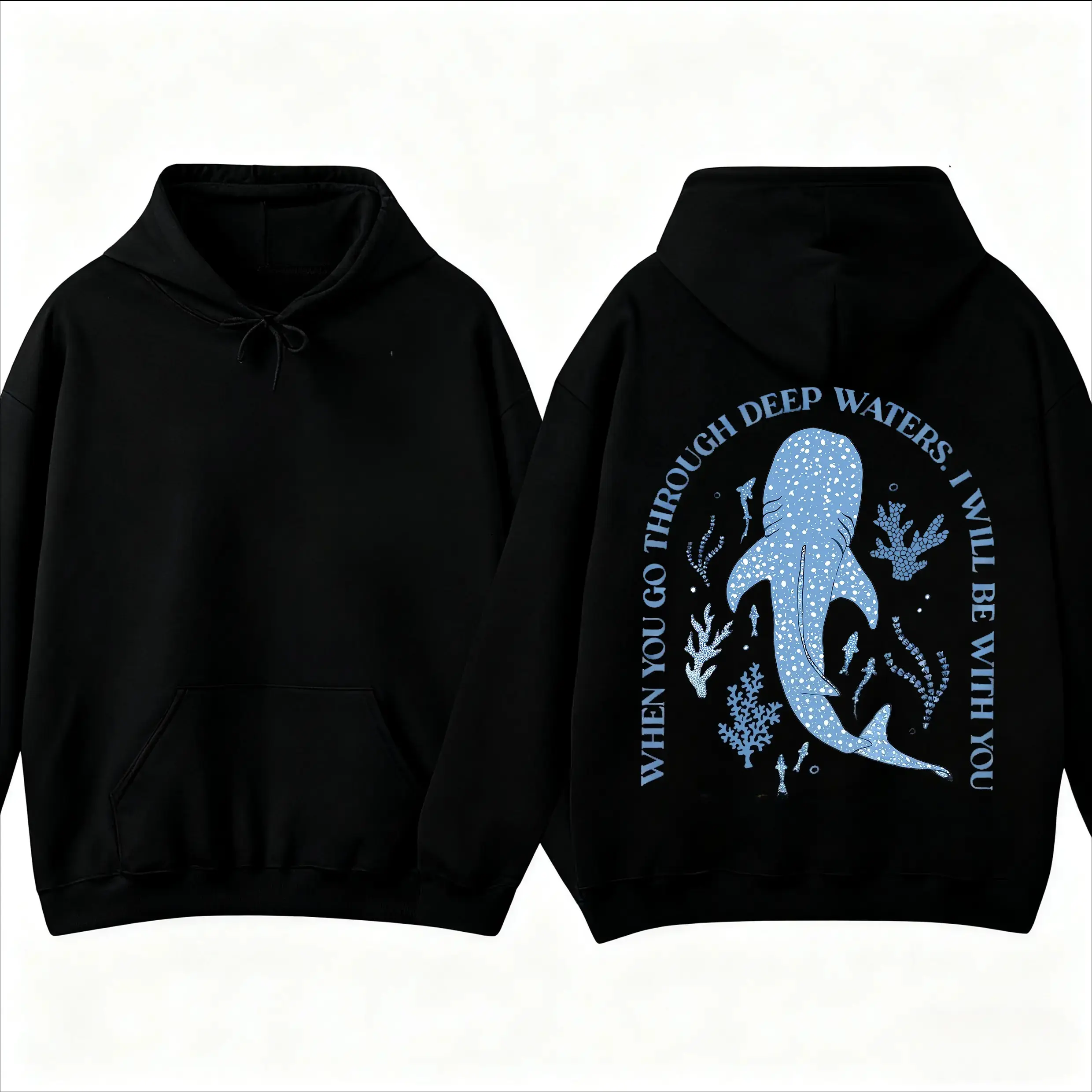 Men's Unisex Whale Shark Graphic Hoodie - Comfortable Casual Ocean-Themed Pullover Sweatshirt for Daily Outdoor Wear