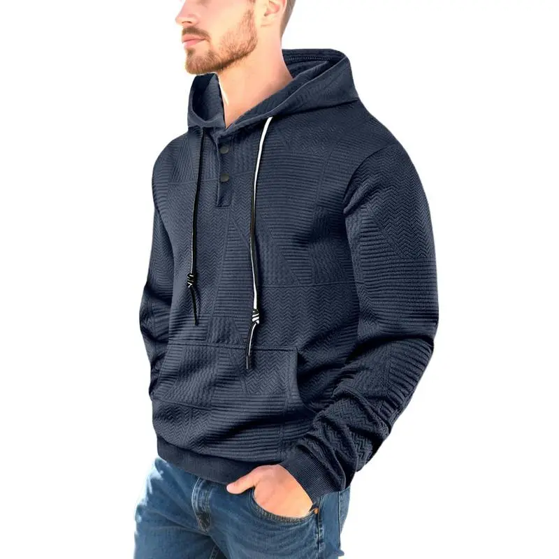Men's Oversized Loose-Fit Plain Hoodie - Menswear, Plus Size, Longsleeves Polyester Athletic Casual Outerwear, Trendy Sweatshirts for Spring, Fall