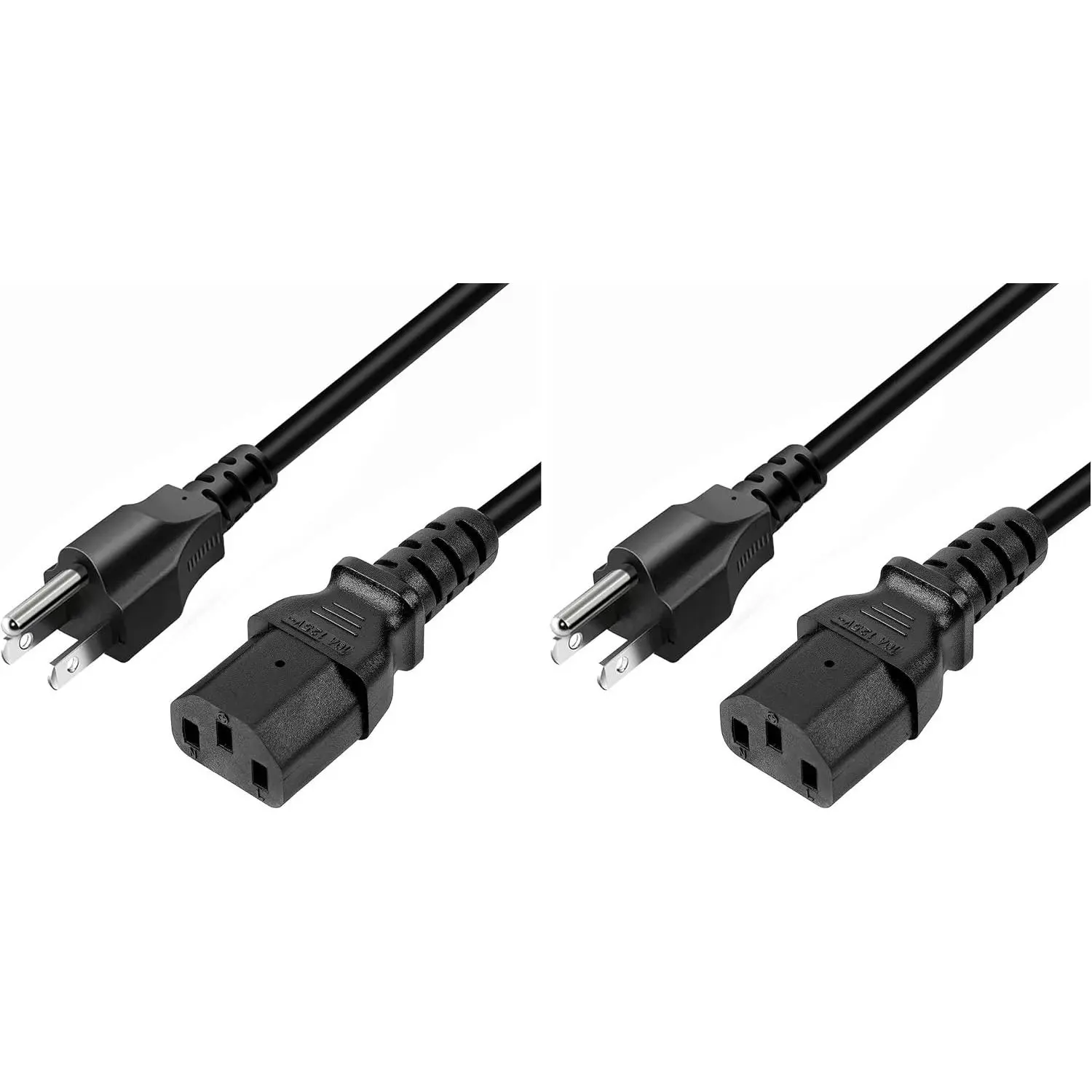 3 Prong AC Power Cord for PC, TV, Printer, Radio & Household Appliances - 5ft/1.5m, 10A, 110-250V, Black