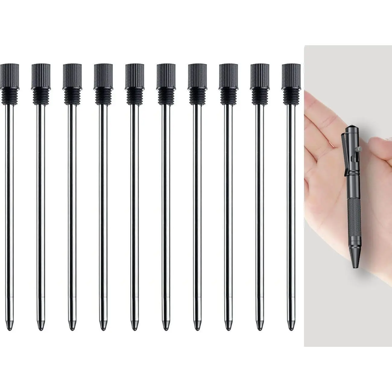 10 Pack Pen Refills  Ink 2.75 inch for Office, School,  (Black)