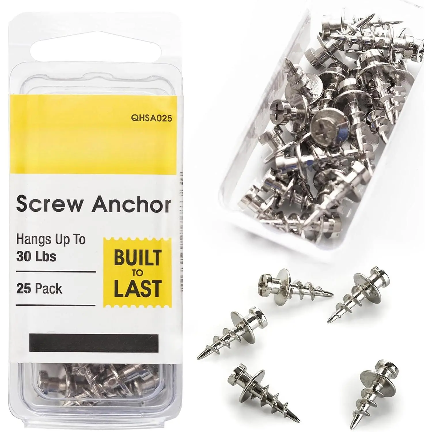 Double-Headed Wall Screw Anchors Picture Hooks - Heavy Duty  Claw Hanger Screws Holds Upto 30 Lbs. - Drywall Screw/Anchor for D-Rings/Wire/Keyholes - Hang Pictures/Mirrors and  (25 Pack)