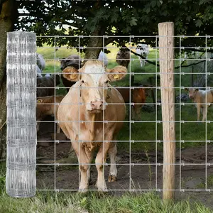 Heavy Duty Galvanized Wire Fence Roll 4Ft 5Ft 6Ft Height Livestock Fence for Farm Ranch Cattle Goat Deer Enclosure Protection Anti Rust Woven Wire Mesh Field Fencing Outdoor Pasture Yard Boundary Fence 328Ft Max