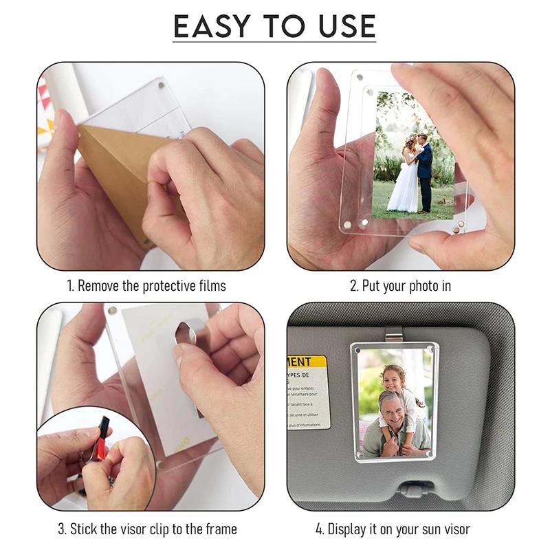 【M】Car Photo Holder, Car Picture Holder, Transparent Acrylic Car Photo Clip, Photo Car Visor Clip,