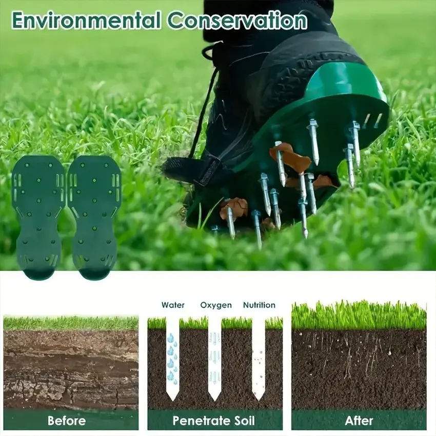 Garden Soil Aeration Shoes, Lawn Spike Shoes for Gardening, Oxygen Boosting Garden Shoes, Self-Leveling Epoxy Shoes for Outdoor Use, Maintenance, Durability