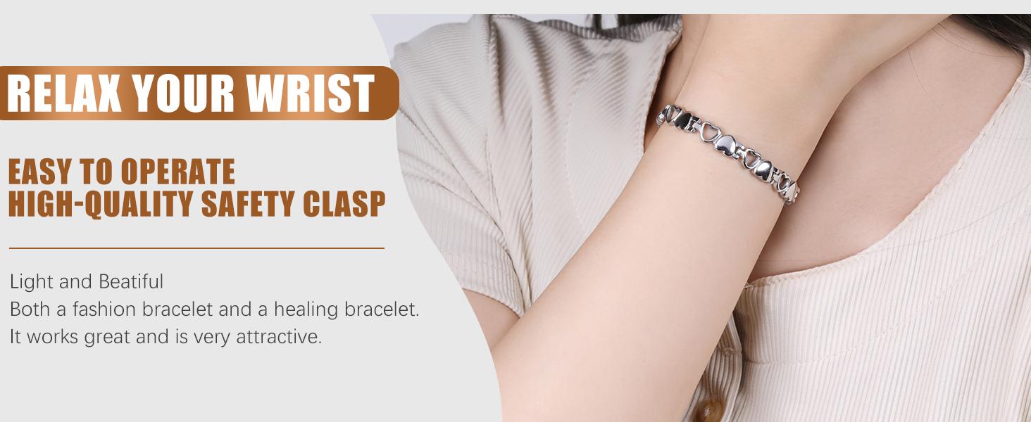Magnetic Bracelet for Women,Titanium Steel Brazaletes Jewelry Gifts with Adjustable Tool(Braveheart Series) Magnetic Field Therapy