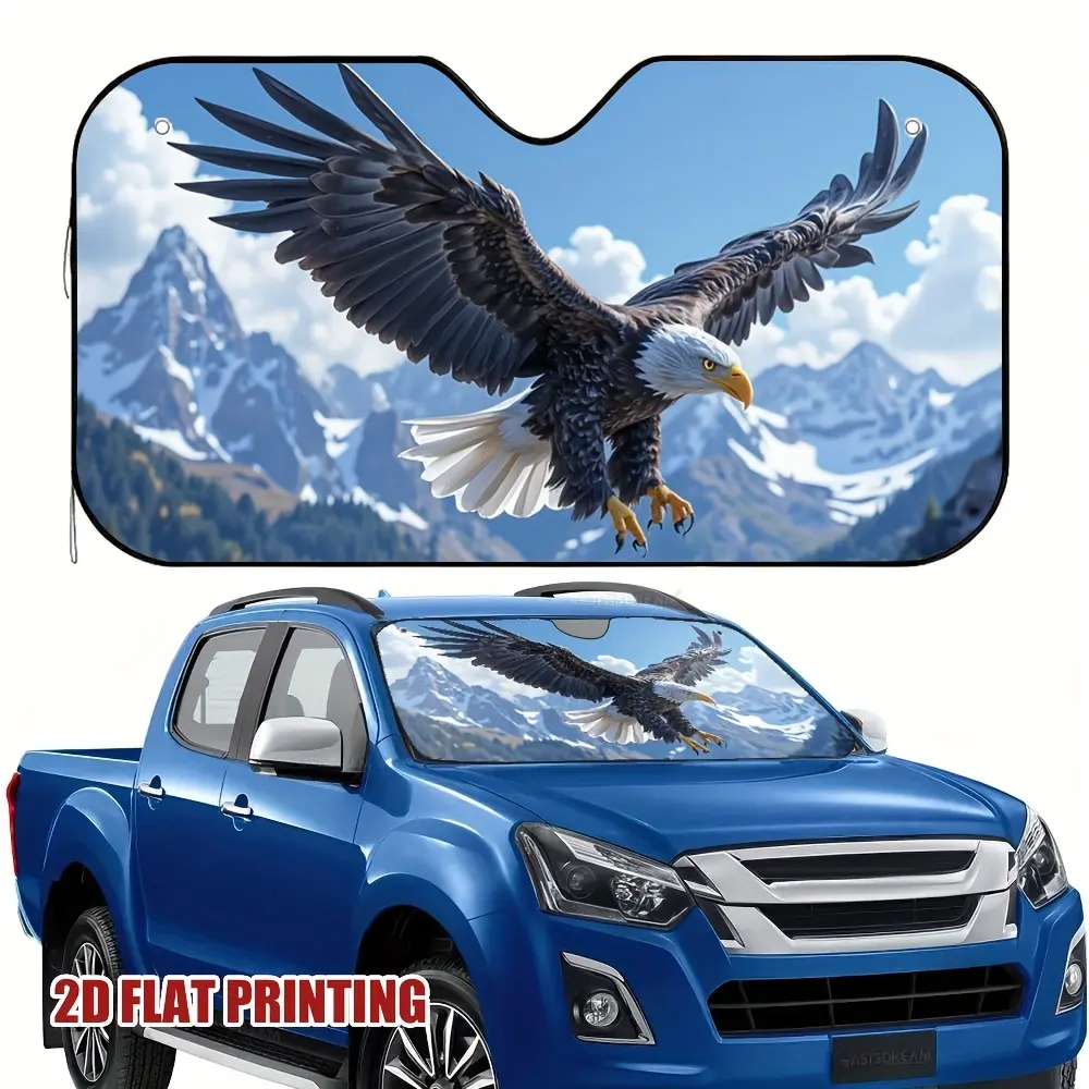 1pc Car Windshield Sunshade with Eagle Design - UV Blocking & Heat Reduction, Foldable Sunshade for All Seasons, Fits Most Vehicles - Front Windshield Coverage, Sunshade for Car Windshield, Uv Protection Accessory, Natureinspired Accessory, 2D Flat