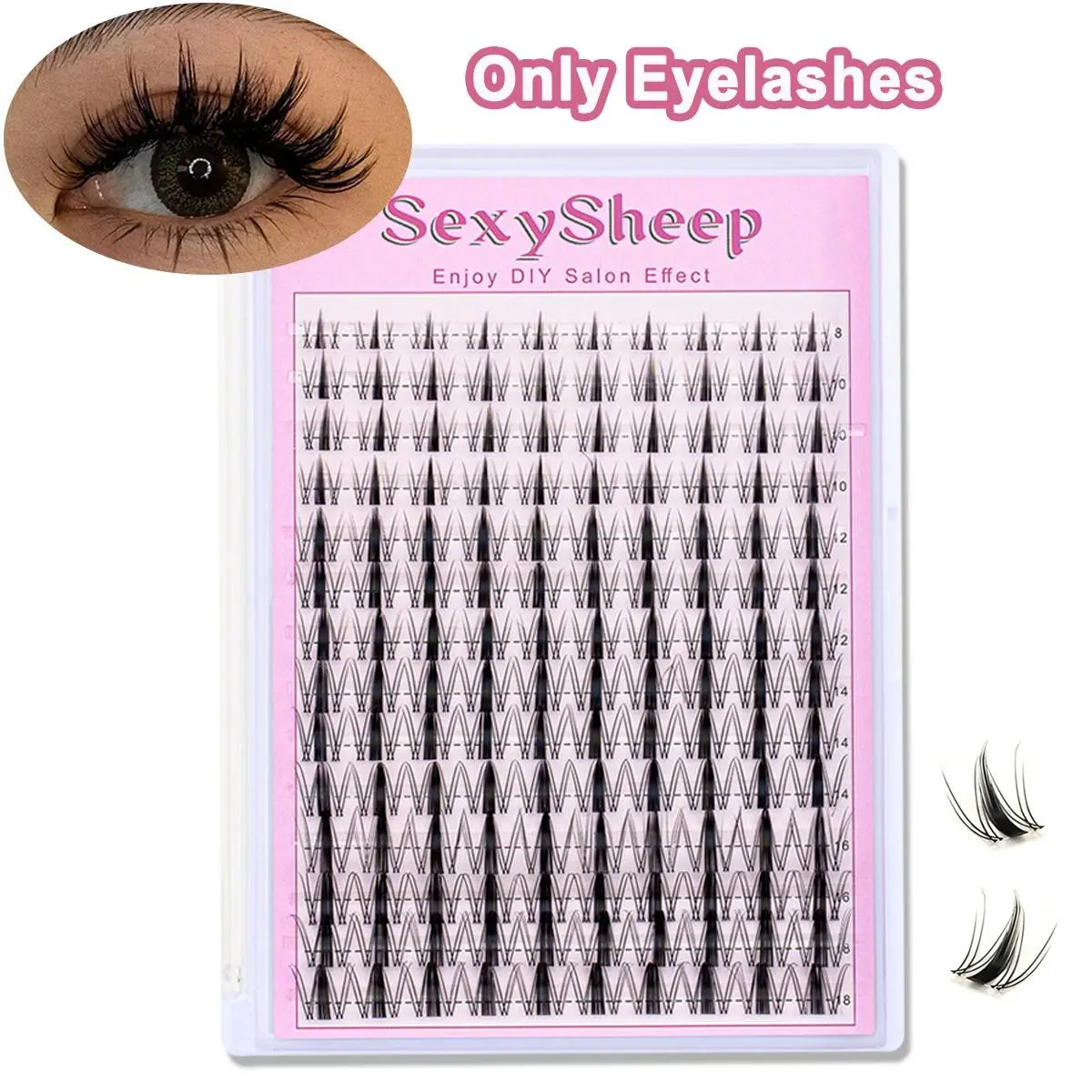 Manga C-Curl Wet-Look Eyelash Extension Kit, 8-16 mm Mixed-Length DIY Individual Lash Clusters, DIY Volume Eyelashes, Soft Fluffy Lashes for Women, DIY Eyelash Extensions