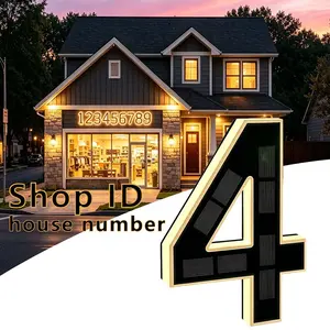 1Pc 4.7Inch solar digital light, solar LED house number, outdoor solar house number, house number light, Lighted House Numbers, outdoor lighting, outdoor home decoration, suitable for residences, apartments, hotels, villas
