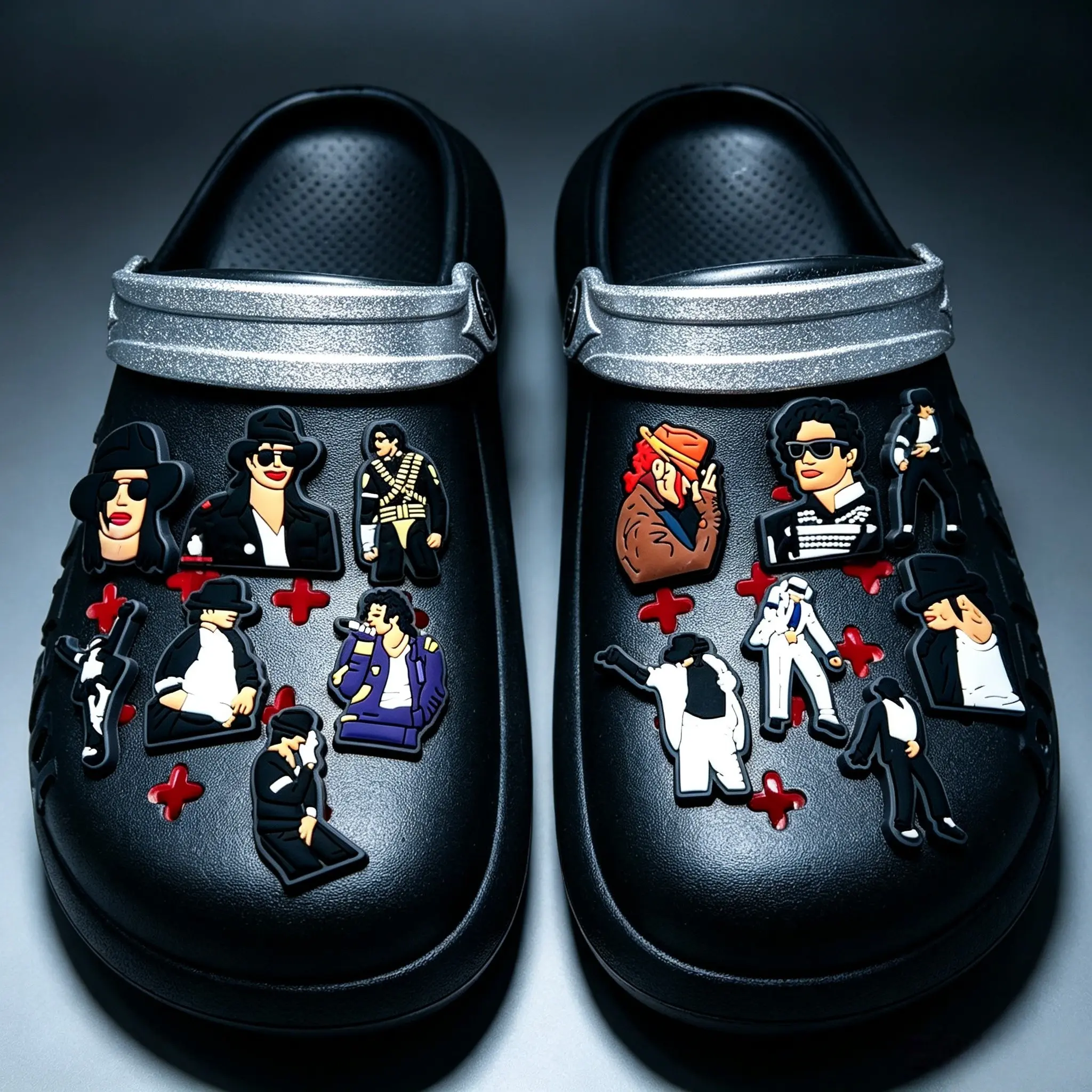 Michael Jackson Themed Clog Shoe Charms, PVC Soft Rubber, MJ Fan Collection, Birthday Gift, Clog Decorations