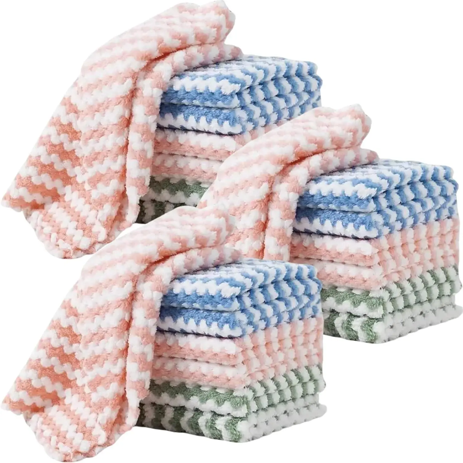 21 Pack Kitchen Towels Dish Towels Microfiber Cleaning Cloths – Ultra-Soft, Absorbent & Reusable 10" x 10" Lint Free Cloths Microfiber Cleaning Rags Reusable Washcloths  Furniture, Car, Tea, Bowl.