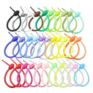 100PCS Reusable Silicone Cable Organizer Clips, Multifunctional Cord Winder for Headphone Cords, Twist Zip Tie & Food Storage Bag Clip, Home & Desk Cable Management Supplies