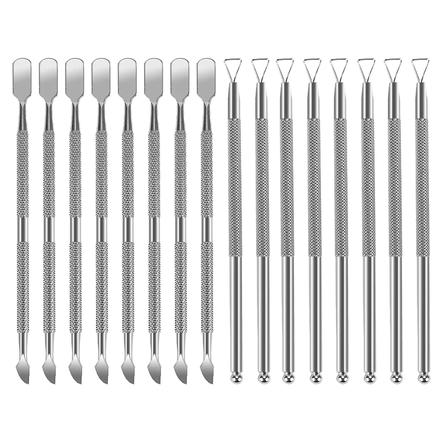 16 Pcs Cuticle Pusher Remover and Cutter, Stainless Steel Nail Gel Remover Nail Scraper Metal Cuticle Pusher Triangle Cuticle Peeler Scraper for Fingernails and Toenails