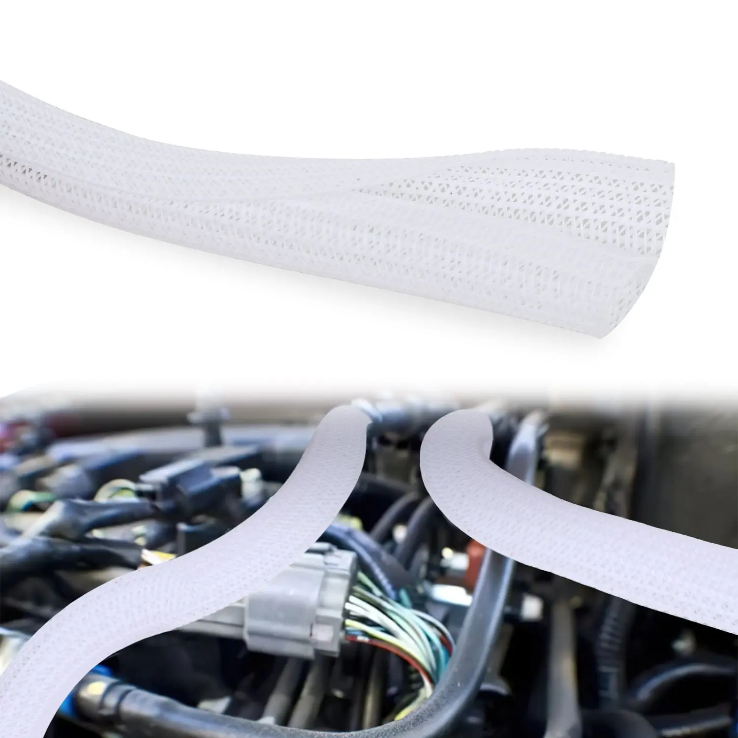 Nilight Cable Sleeve - 10ft 1/2inch White Flexible Fit Round Tube Wire Cover for Home Improvement Electrical Wires & Cables