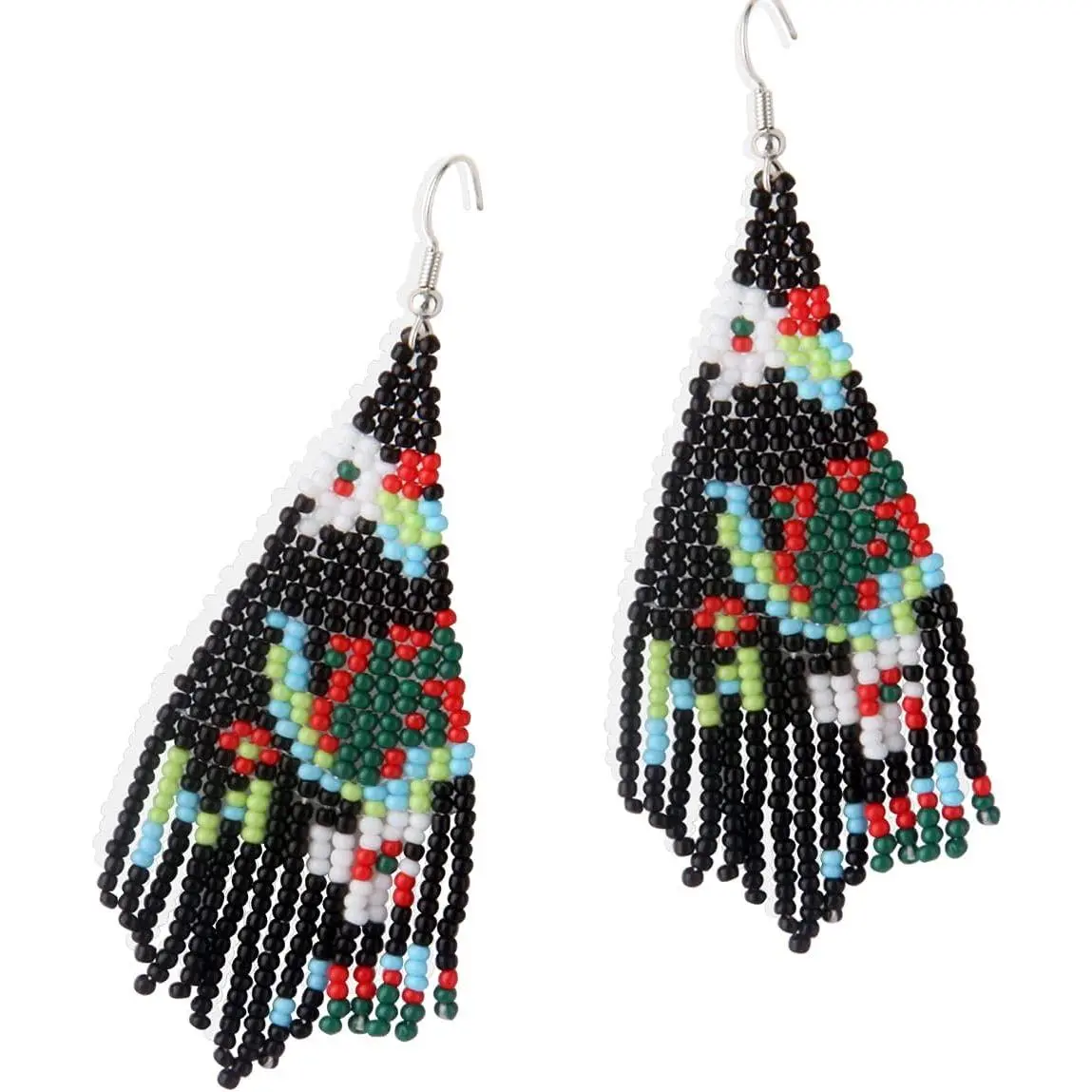 Long Beaded Tassel Earrings - Bohemian Fringe Drop Earrings Statement, Seed Bead Tribal Dangle Earrings, Pendientes De Borla, Idea for Women, Valentine