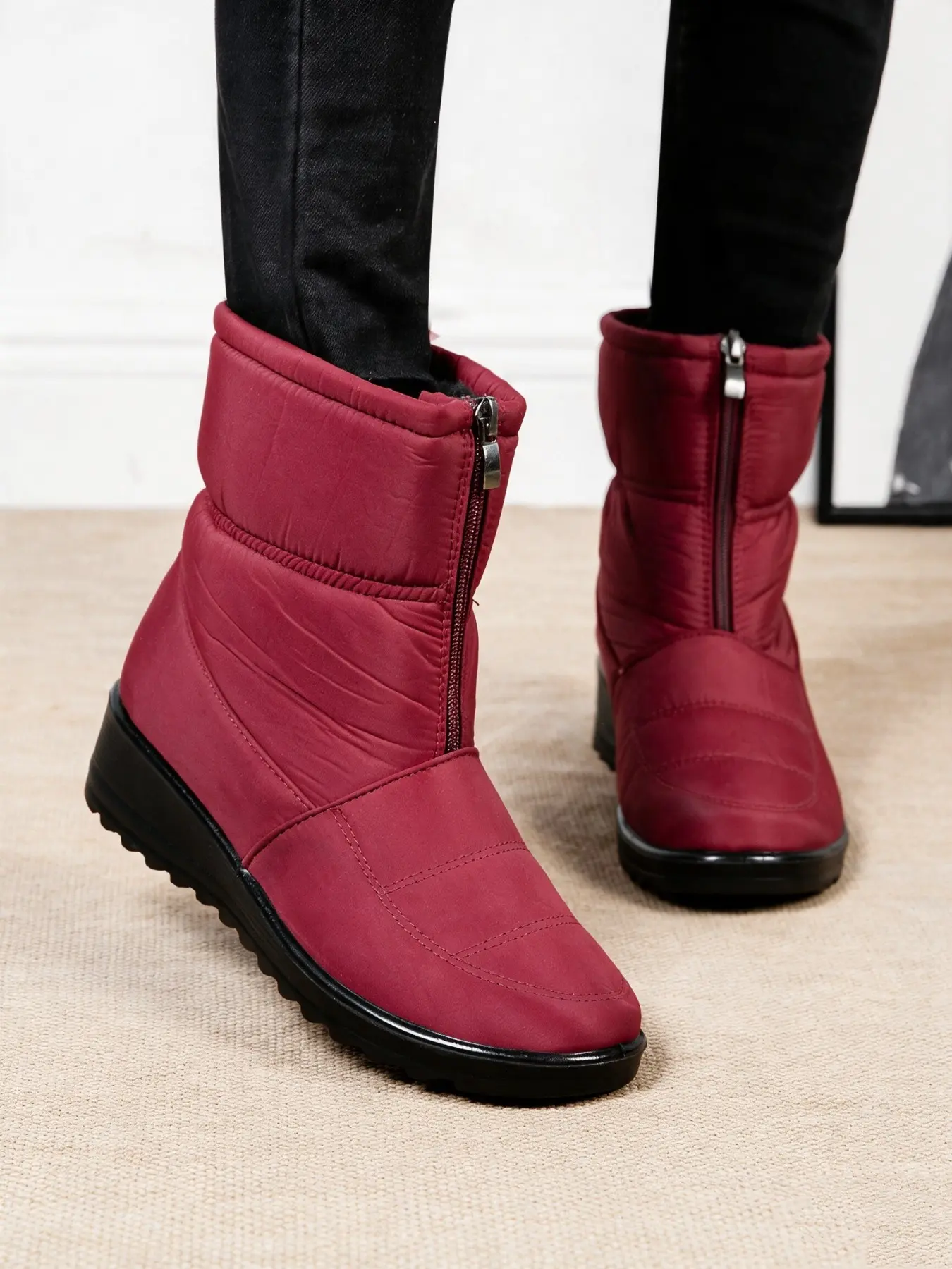 Winter Warm Women's Snow Boots, Slip-On Waterproof Shoes, Blue, Casual Footwear, Sizes 36-44, Daily Wear
