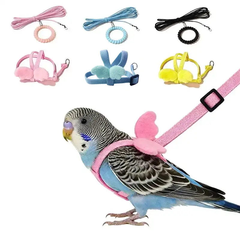 Parrot Flight Harness with Leash - Escape-Proof, Small Adjustable Vest, Easy-to-Put-On Outdoor Gear for Cockatiel, Budgie Owners Bird Training Supplies
