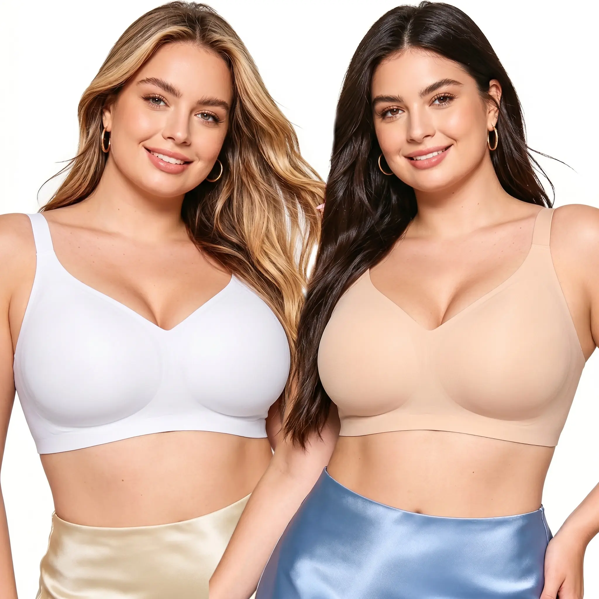 <CORLIX> Jelly Bra No Underwire Wireless Full Coverage Bra, Seamless Push Up Minimizer T-Shirt Bra with Adjustable Straps, Minimalist Smooth Soft Yarn Daily Wear Comfort Wirefree Ladies Underwear