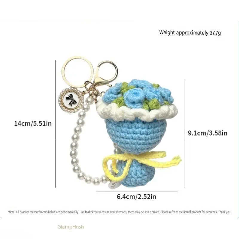 Handmade Crochet Yarn Rose Keychain - Mini Sports & Outdoor Accessory, Women's Rose Motif Bag Charm Pendant, Mother's Day Gift