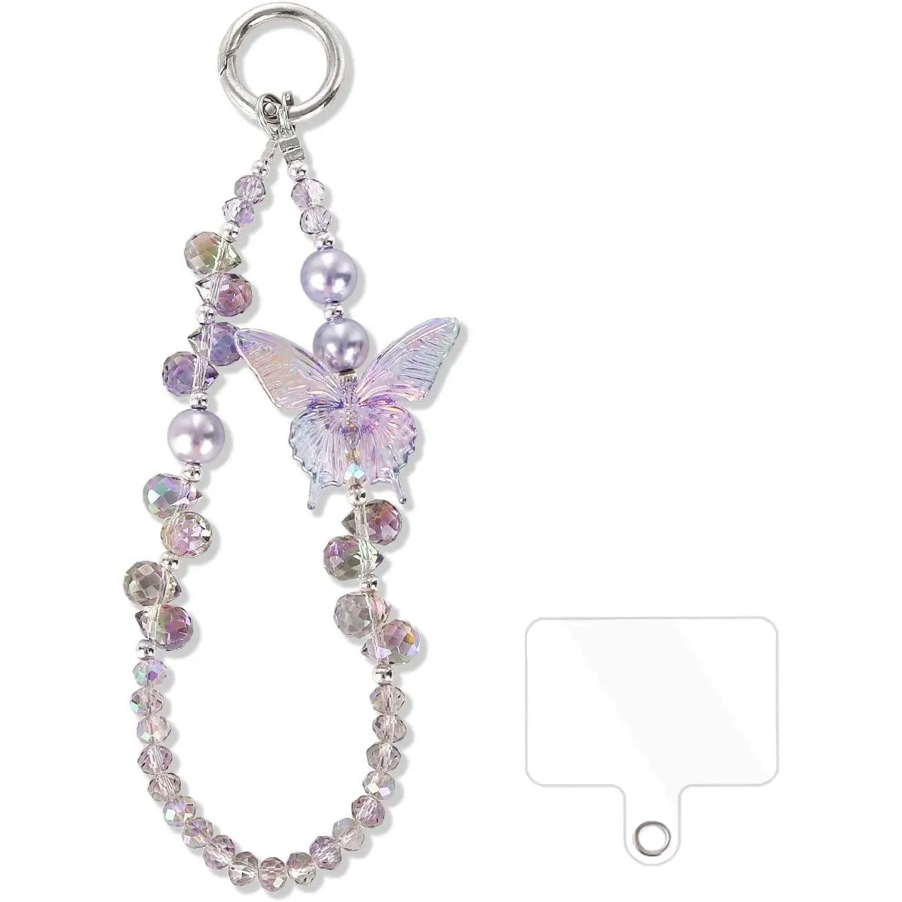 Beaded Phone Wrist Strap, Glitter Cute Butterfly  Wristlet,Phone Chain Wristlet Purse Bag Charms