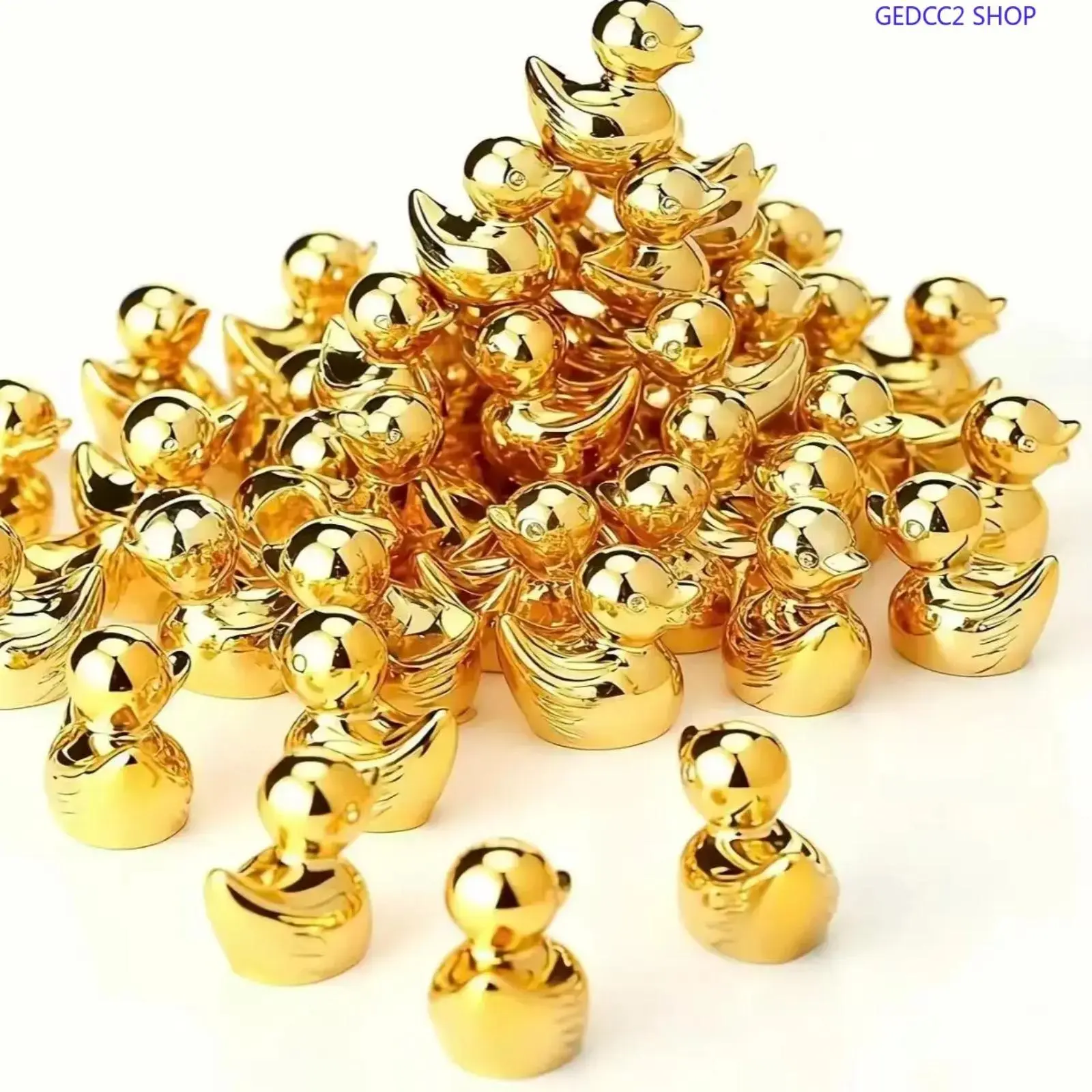 20PCS Mini Duck Sculpture, Decorative Resin Ornaments with Golden Finish for Fairy Garden, Dollhouse & DIY Crafts, Party Gift, Miniature