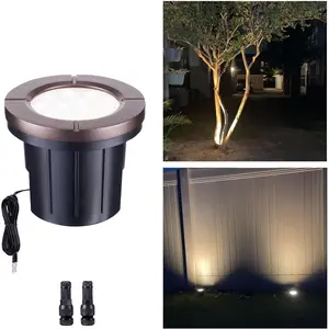 Landscape Well Lights, LED Low Voltage Ground Lights Outdoor, 12V IP67 Waterproof, Bright Wired Aluminum ORB for Driveway Walkway Path Tree 6W 580LM