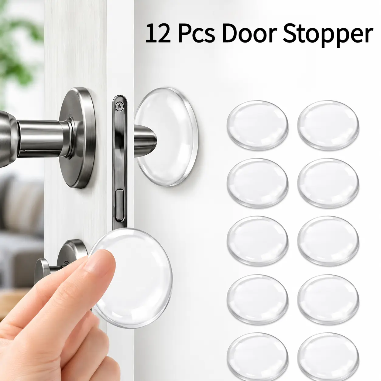 12 Pcs Door Stopper, Self-adhesive Clear Finish Door Stopper, Shock-absorbing & Noise-reducing Door Stopper, Reusable Door Hardware for Home & Office, Easy Installation, Shock Absorber, Quieter, Door Slam Stopper-YY1
