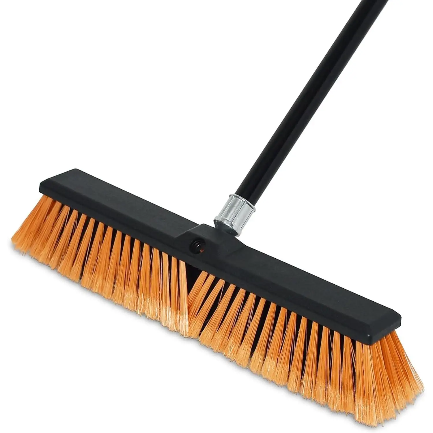 Heavy-Duty 18-in Outdoor Push Broom with 60 Inch Long Handle, Multipurpose Cleaner for Garage, Tile Surfaces, Concrete Floor Sweeping (Garden Cleaning Tool)