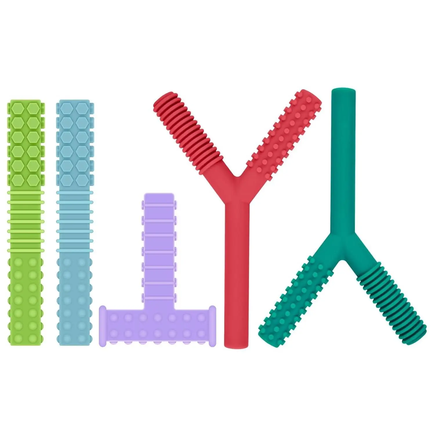 5 Pack Silicone Sensory Chew Toys for Autistic Children - Oral Motor Chewy Tube Tools for ADHD, SPD, Biting & Teething Relief(Gift)