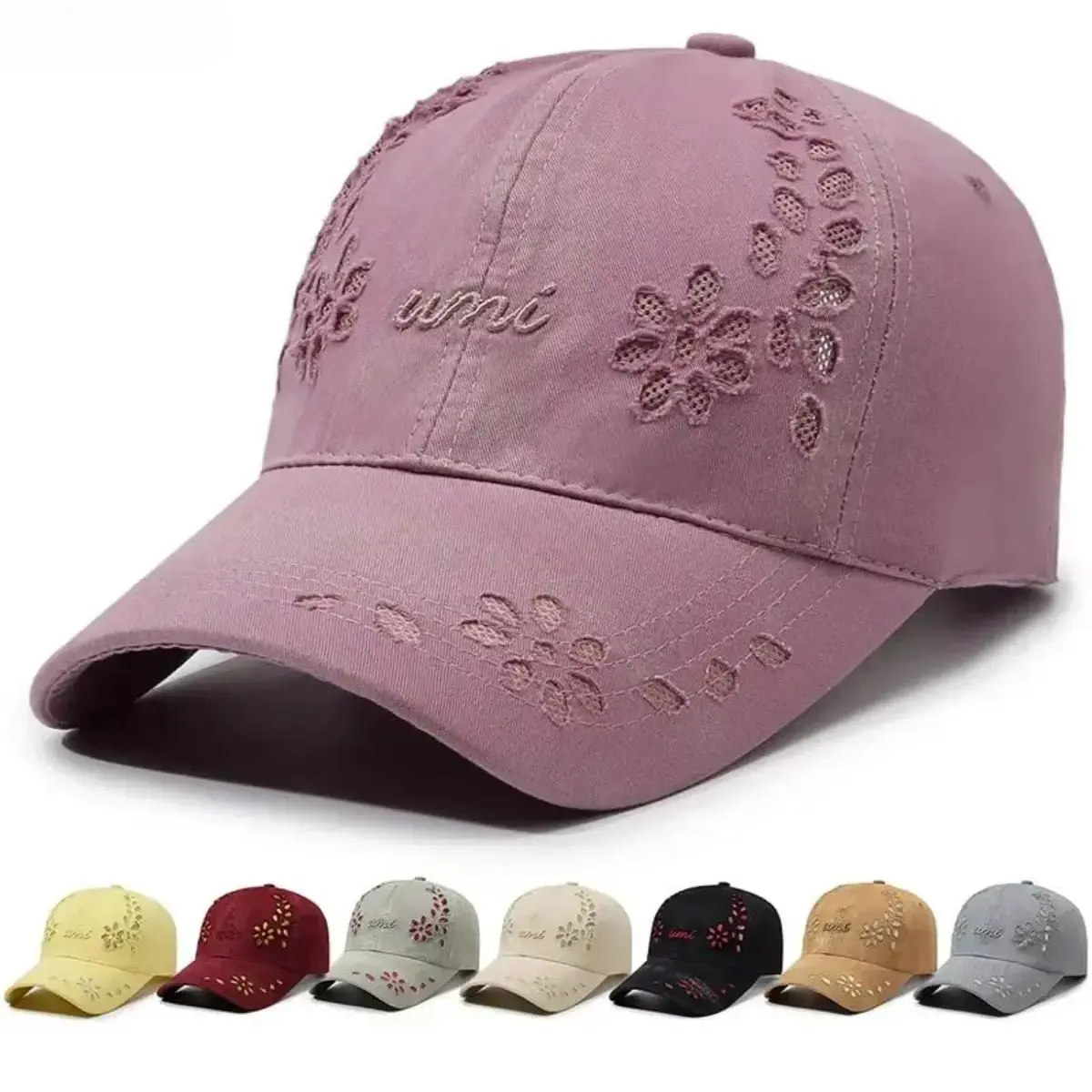 Women's Baseball Cap with Vintage Floral Embroidery, Distressed Washed Cotton Dad Hat, Adjustable & Breathable for Outdoor Daily, Adjustable Size, Breathable Cap, Female, Casual Daily, Outdoor Wear