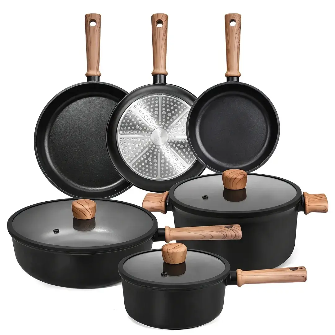 Titanium Pot Set, Non-Stick Healthy Cooking Pots, Versatile Stovetop & Induction Use, Cool Handle, Easy Clean, Kitchen Essential, Cookware Sets